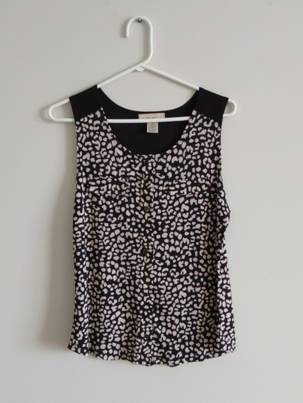 Black and Cream Printed Sleeveless Women's Top